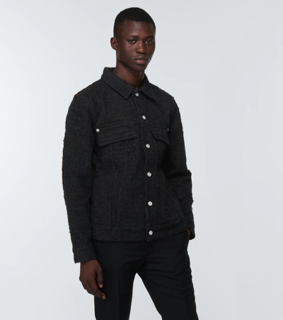 Givenchy 4g Jacquard Distressed Denim Jacket In Black | ModeSens