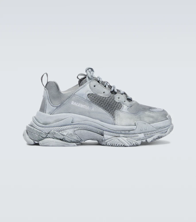 Shop Balenciaga Triple S Sneakers In Grey