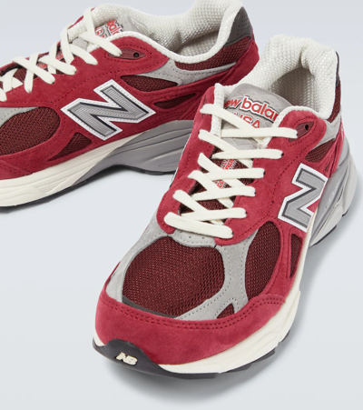 Shop New Balance Made In The Usa 990v3 Suede Sneakers In Nb Scarlet/marblehead