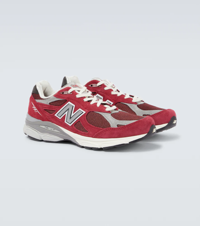 Shop New Balance Made In The Usa 990v3 Suede Sneakers In Nb Scarlet/marblehead