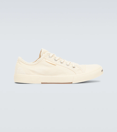 Shop Balenciaga Paris Canvas Low-top Sneakers In White/white