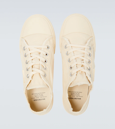 Shop Balenciaga Paris Canvas Low-top Sneakers In White/white