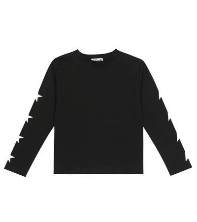 Shop Golden Goose Printed Cotton Long-sleeved T-shirt In Black/white