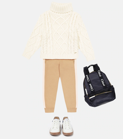 Shop Chloé Cable-knit Cotton And Wool Sweater In Ivory