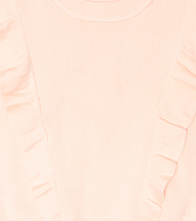 Shop Chloé Cable-knit Cotton And Wool Sweater In Beige