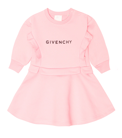 Shop Givenchy Baby Logo Ruffled Jersey Dress In Pink Washed Pink