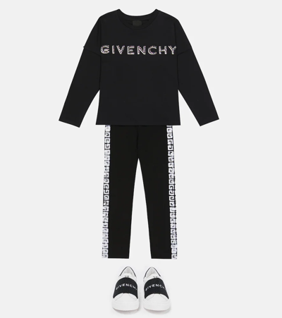 Shop Givenchy 4g Cotton-blend Jersey Leggings In Black