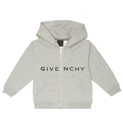 Shop Givenchy Logo Zipped Hoodie In Grey Marl