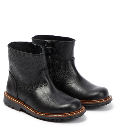 Shop Bonpoint Leather Ankle Boots In Noir