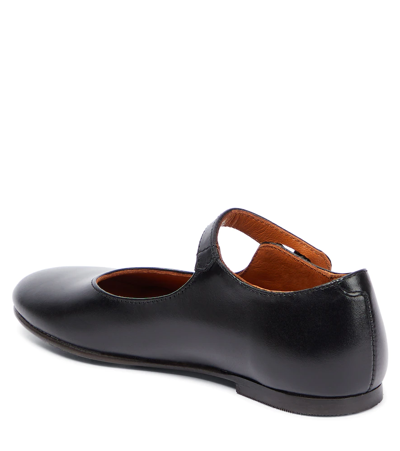 Shop Bonpoint Leather Slippers In Noir