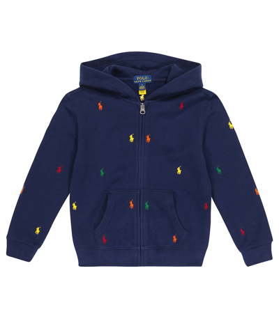 Shop Polo Ralph Lauren Embroidered Jersey Hoodie In French Navy