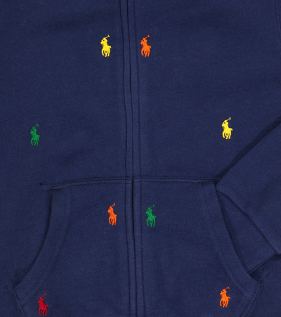 Shop Polo Ralph Lauren Embroidered Jersey Hoodie In French Navy