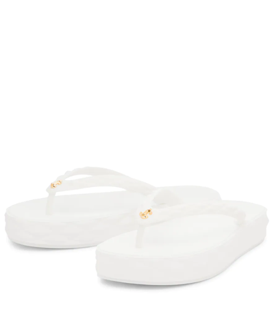 Shop Jimmy Choo Diamond Logo Platform Thong Sandals In X White
