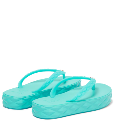 Shop Jimmy Choo Diamond Logo Platform Thong Sandals In X Malibu