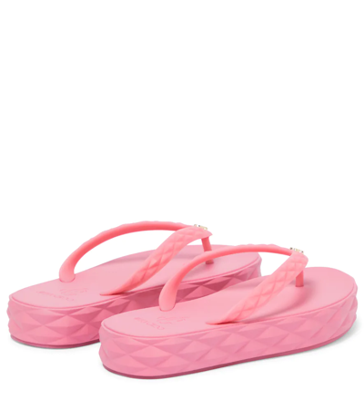 Shop Jimmy Choo Diamond Logo Platform Thong Sandals In X Candy Pink