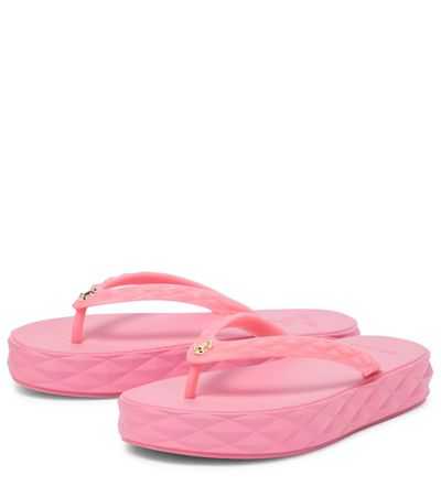 Shop Jimmy Choo Diamond Logo Platform Thong Sandals In X Candy Pink