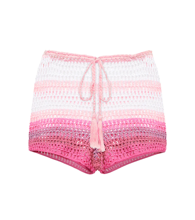 Shop Anna Kosturova Baja Striped Crochet Flared Pants In Summer Stripe