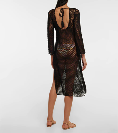 Shop Anna Kosturova Zen Mesh Crochet Beach Dress In Black