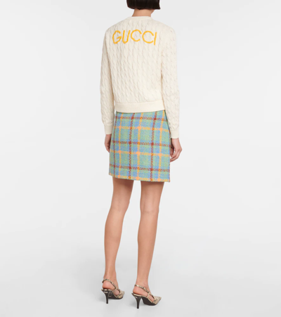 Shop Gucci Floral Cable-knit Cotton Cardigan In Sunlight/mix