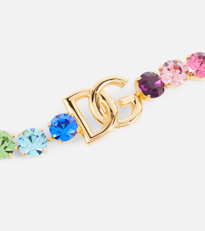 Shop Dolce & Gabbana Crystal-embellished Logo Bracelet In Multicoloured