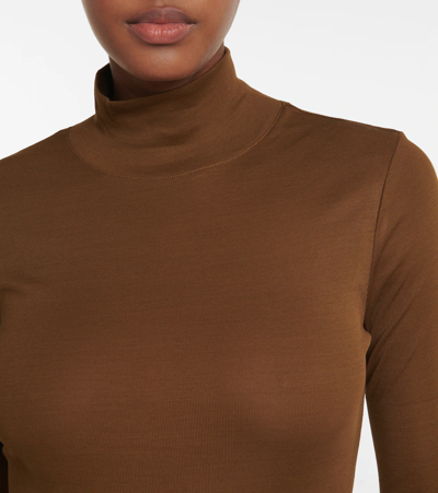 Shop Lemaire Cotton Jersey Turtleneck Top In Havana