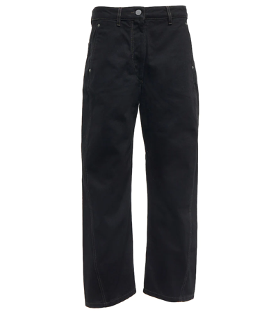 Shop Lemaire Twist-seam High-rise Tapered Jeans In Black