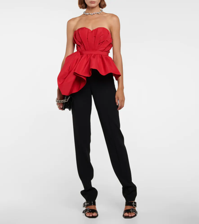 Shop Alexander Mcqueen Peplum Faille Bustier In 6040