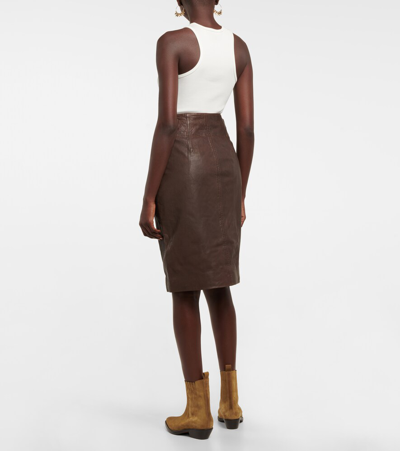 Isabel Marant Bertille Leather Skirt In Dark Khaki | ModeSens