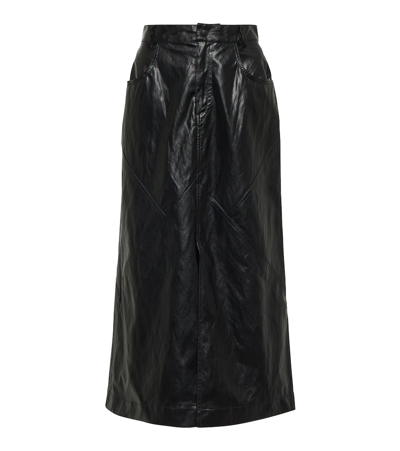 Shop Isabel Marant Étoile Cecilia Faux Leather Midi Skirt In Black