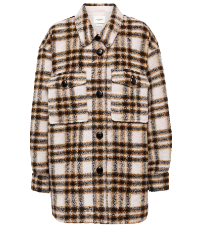 Isabel Marant Étoile Harveli Wool-blend Plaid Shirt Jacket In Ecru