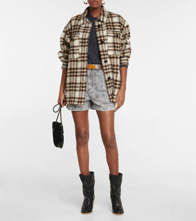 Isabel Marant Étoile Harveli Wool-blend Plaid Shirt Jacket In Ecru