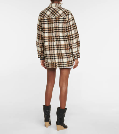 Isabel Marant Étoile Harveli Wool-blend Plaid Shirt Jacket In Ecru