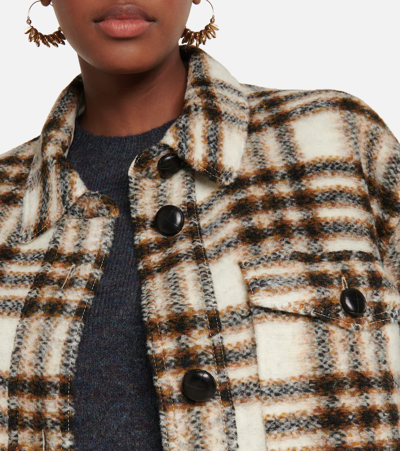 Isabel Marant Étoile Harveli Wool-blend Plaid Shirt Jacket In Ecru
