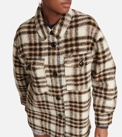 Isabel Marant Étoile Harveli Wool-blend Plaid Shirt Jacket In Ecru