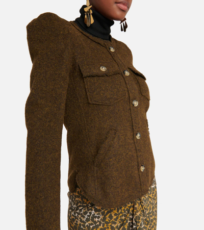 Shop Isabel Marant Étoile Nelly Wool-blend Jacket In Dark Khaki