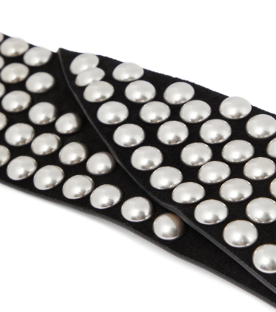 Isabel Marant Lona Studded Leather Waist Belt In Black