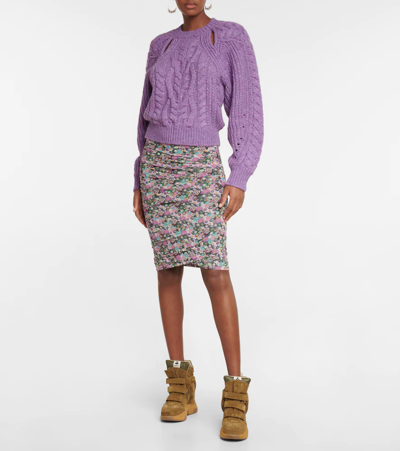Shop Isabel Marant Paloma Cable-knit Wool-blend Sweater In Ultra Violet