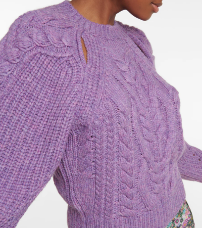Shop Isabel Marant Paloma Cable-knit Wool-blend Sweater In Ultra Violet