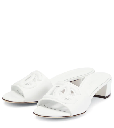 Shop Dolce & Gabbana Dg Leather Mules In White