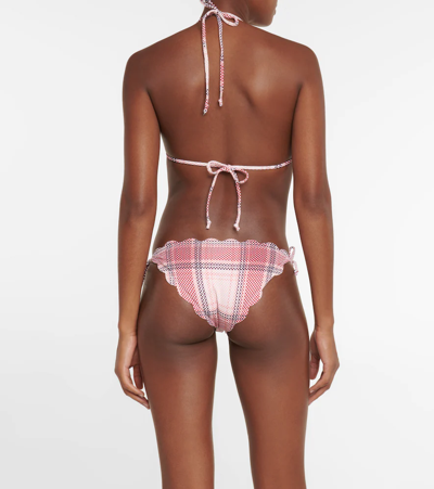 Shop Marysia Mott Checked Reversible Bikini Bottoms In Plaid Bloom