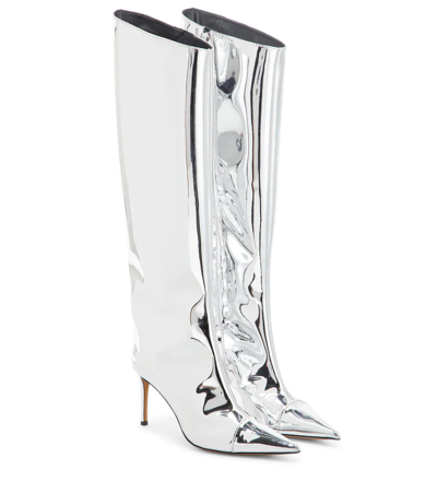 Shop Alexandre Vauthier Alex 105 Metallic Knee-high Boots In Silver