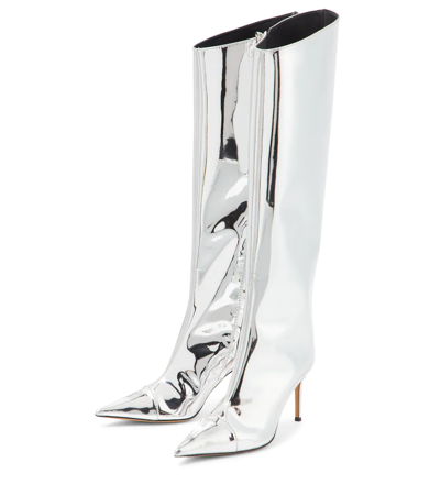 Shop Alexandre Vauthier Alex 105 Metallic Knee-high Boots In Silver