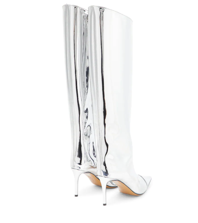 Shop Alexandre Vauthier Alex 105 Metallic Knee-high Boots In Silver