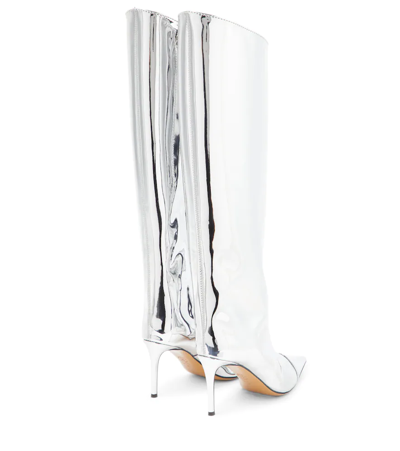Alexandre Vauthier Alex Metallic Leather Knee-high Boots In Silver