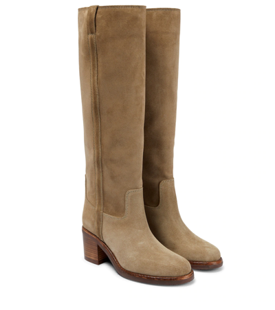 Shop Isabel Marant Seenia Suede Knee-high Boots In Taupe