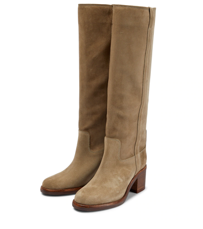 Shop Isabel Marant Seenia Suede Knee-high Boots In Taupe