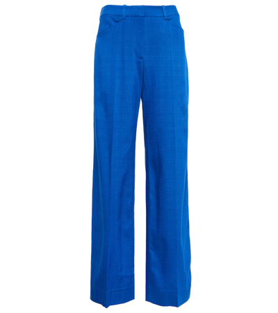 Shop Victoria Beckham High-rise Wide-leg Pants In Cobalt