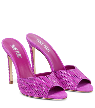 Shop Paris Texas Holly Embellished Suede Sandals In Pink Ruby