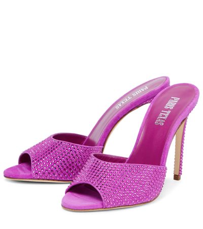 Shop Paris Texas Holly Embellished Suede Sandals In Pink Ruby