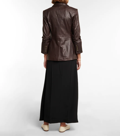 Shop Veronica Beard Oneta Dicky Leather Blazer In Brown